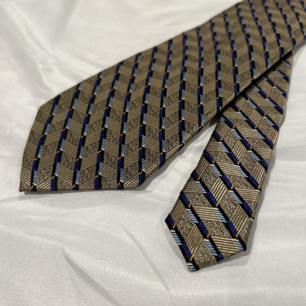 Jos. A. Bank Men's Neck Tie Gold Multicolor Geometric 59 x 3.50 100% Silk